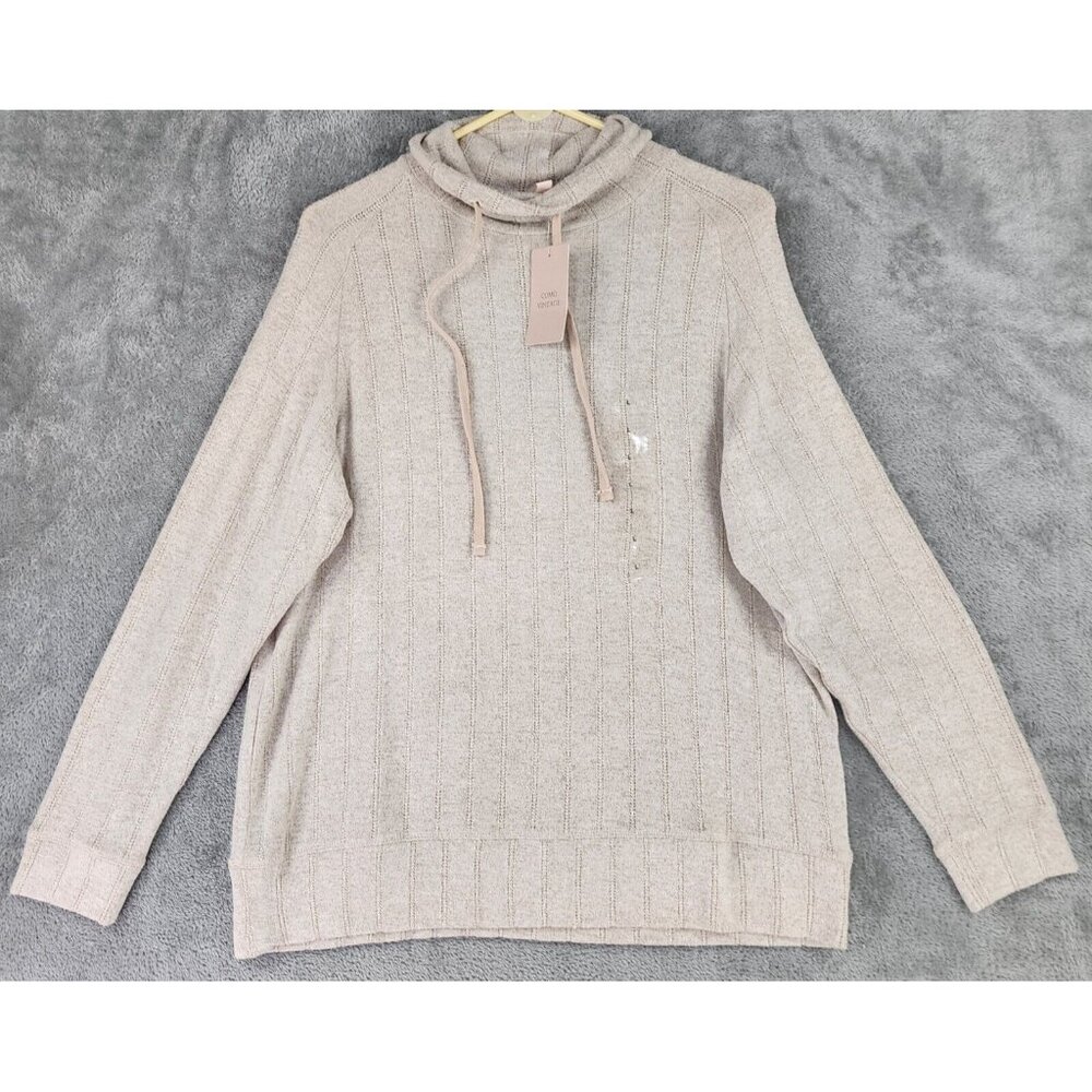 Como Vintage Sweater Womens Large Beige Turtle Neck Long Sleeve Casual Preppy